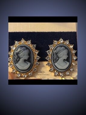 CAMEO Style | Classic Elegance |Porcelain Lady | Rhinestone Embellished Earrings
